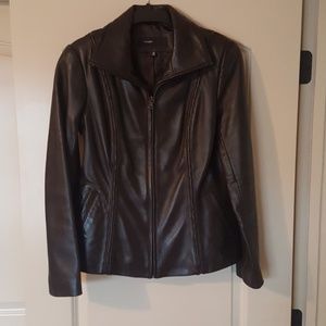 Leather blazer chocolate brown